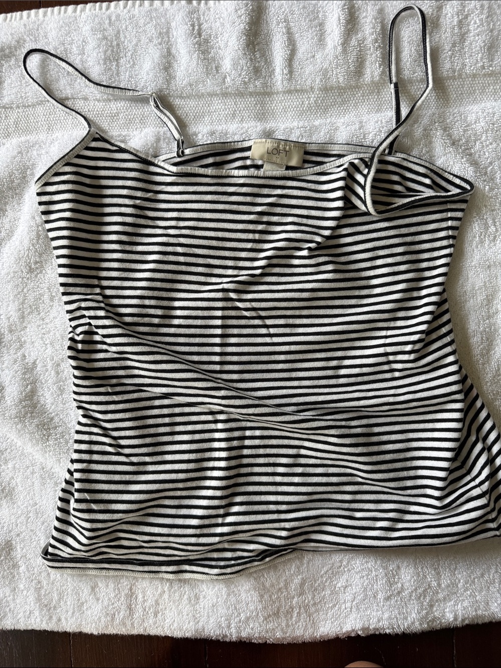LOFT Striped Black and White Spaghetti Strap Camisole